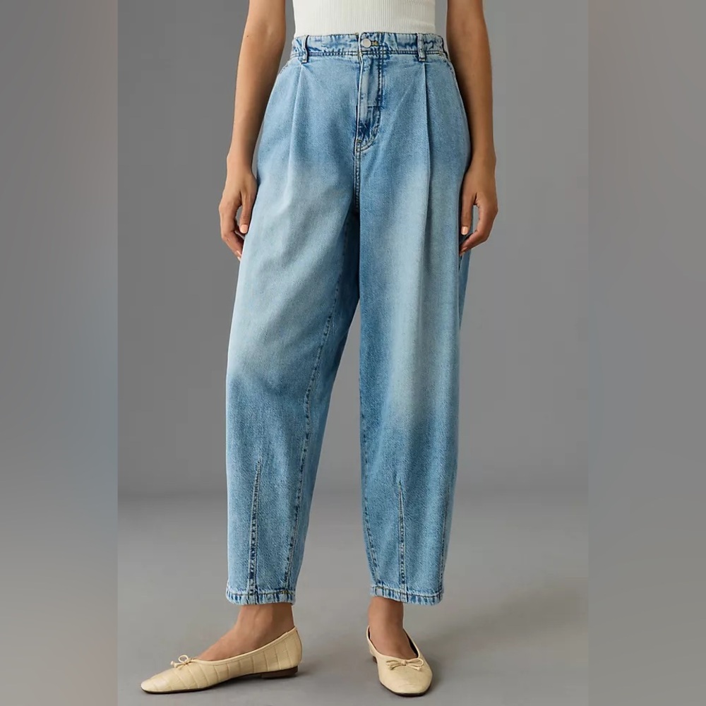 Anthropologie Pilcro women’s barrel Leg Jeans 28 ankle baggy pleat denim balloon - Picture 1 of 13